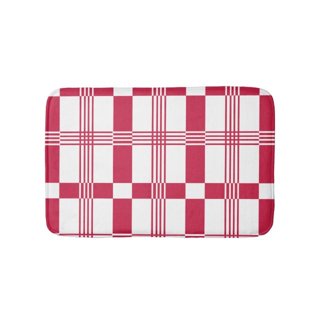 Tapis De Bain Rouge blanc Tartan Check Plaid (Devant)