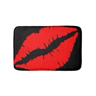 Tapis de bain rouge de lèvres