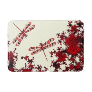 Tapis de bain rouge de libellules