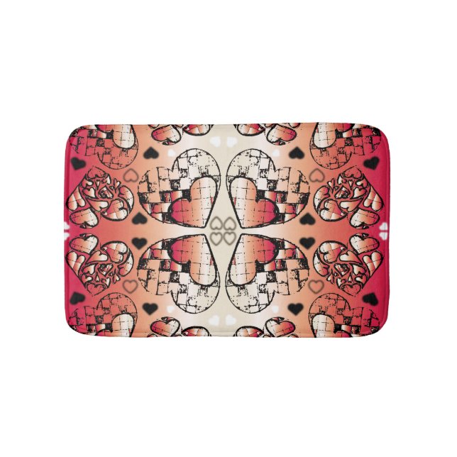 Tapis De Bain Rouge et blanc Whimsical Romantic Hearts motif (Devant)