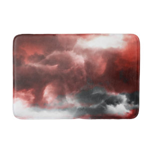 Tapis De Bain Rouge gris blanc noir abstrait nuages art numériqu