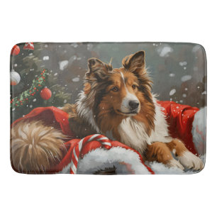 Tapis De Bain Rough Collie Chien Festif de Noël