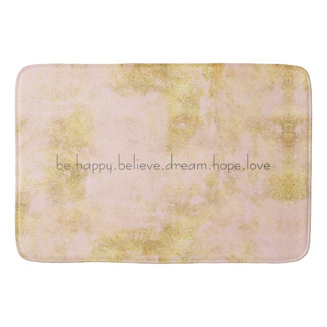 Tapis De Bain Rougissent la grunge rose d'or personnalisée (Devant)