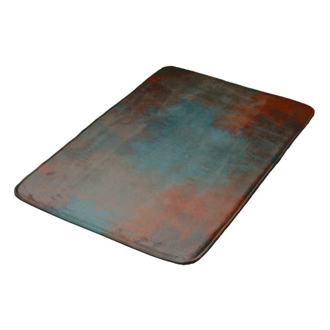 Tapis De Bain Rouille et marbre Turquoise abstrait (Angle)