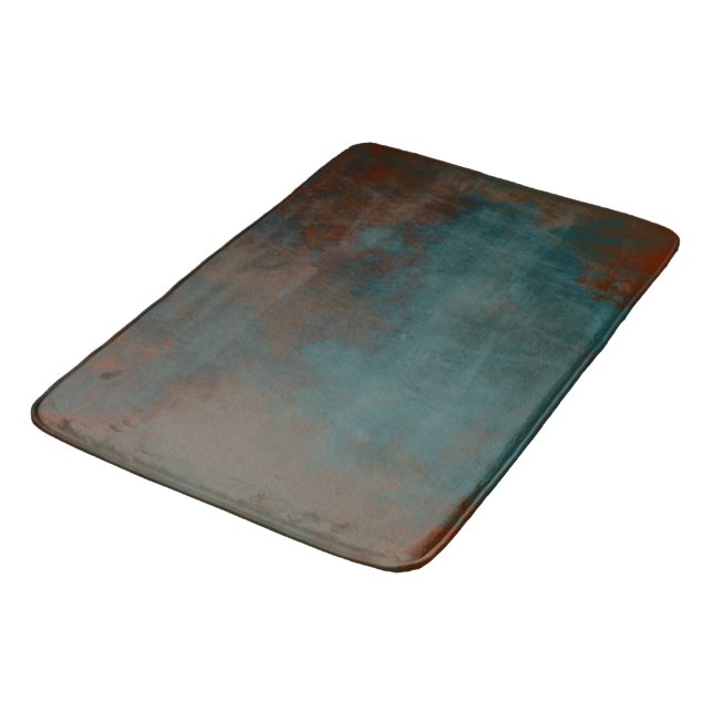 Tapis De Bain Rouille et marbre Turquoise abstrait (Angle)