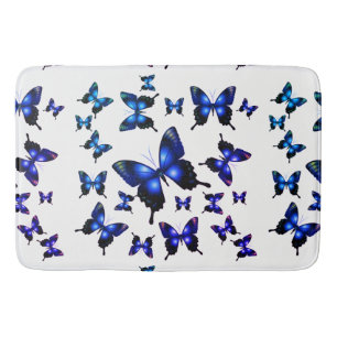 Tapis De Bain Royal Blue Elegant Whimsical Butterflies