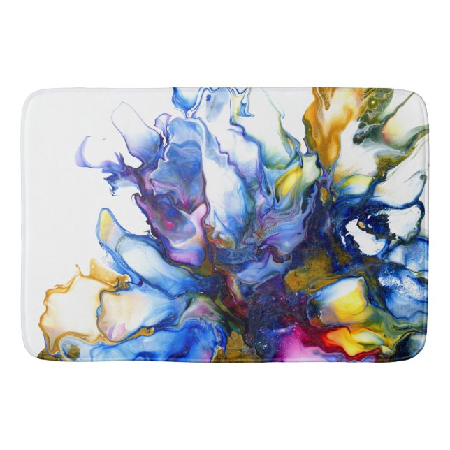 Tapis De Bain Royal Blue & Pink Abstrait Fluid Art (Devant)