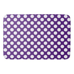 Tapis De Bain Royal Purple : Grand Motif blanc Polka Dot