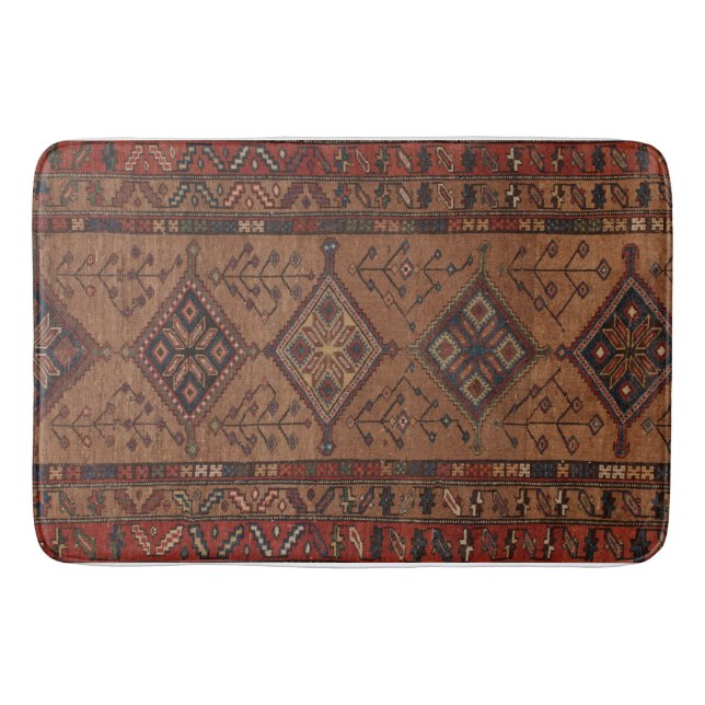 Tapis De Bain Rug Perse Brown antique avec formes géométriques (Devant)