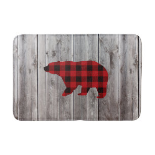 Tapis De Bain ruodland barn wood red buffalo plaid bear
