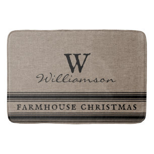 Tapis De Bain Russe Ferme Noël Ticking Burlap Monogramme