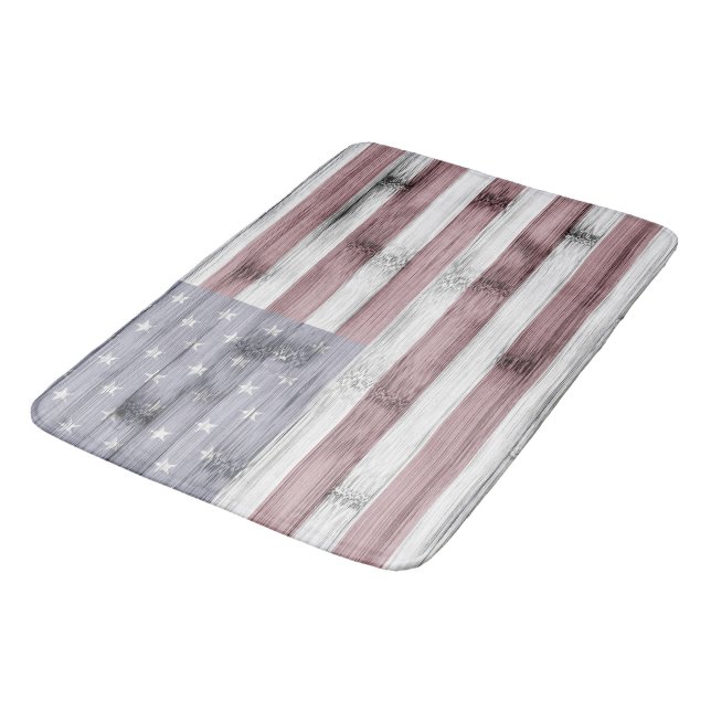 Tapis De Bain Russe Rouge Blanc Bleu Bois américain drapeau Amér (Angle)