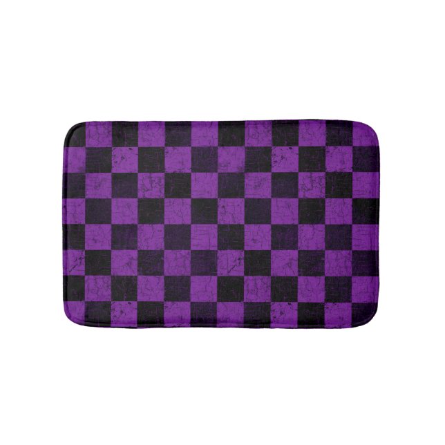 Tapis De Bain Rustic Checks, Purple and Black (Devant)