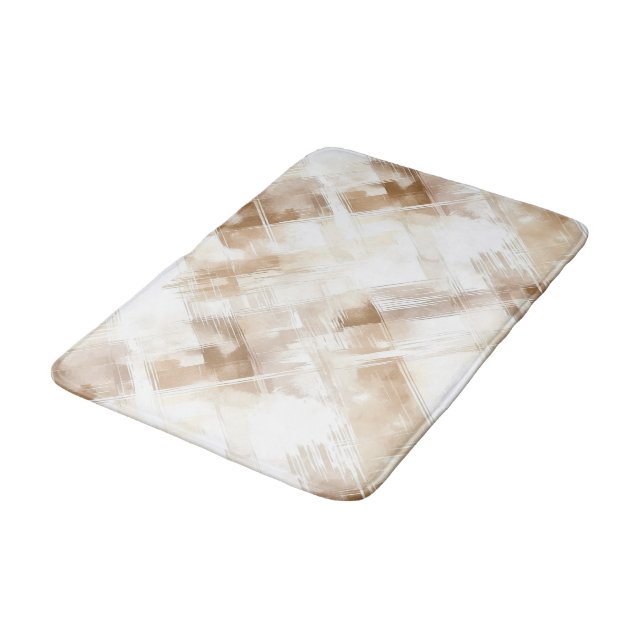 Tapis De Bain Rustic Cream Brown Stripes Birthday (Angle)
