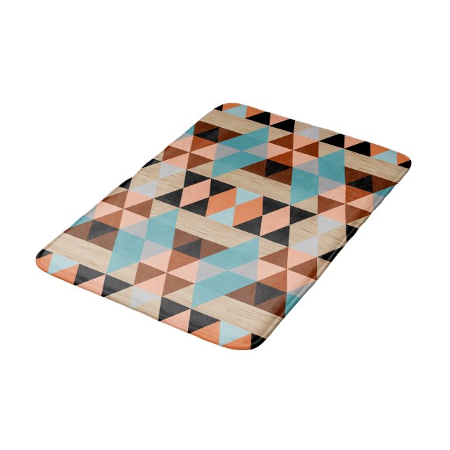 Tapis De Bain Rustique Carrés de diamant Triangles Motif d'art b (Angle)