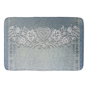 Tapis De Bain Rustique Kraft & Dentelle Blanche Fermière de Mais