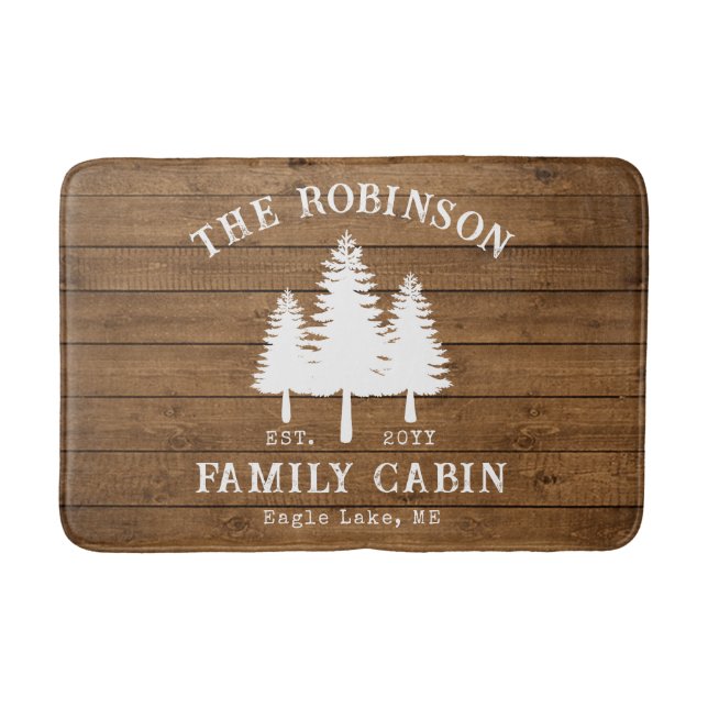 Tapis De Bain Rustique Pays Famille Cabines Arbres Style Bois Im (Devant)