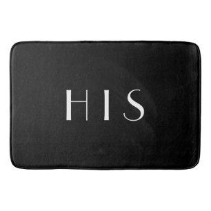 Tapis De Bain Sa typographie blanche minimale du monogramme noir