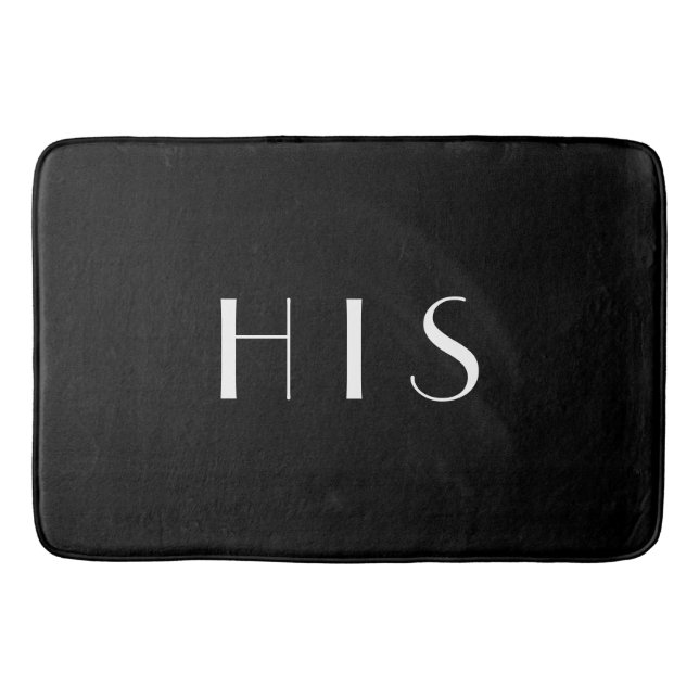 Tapis De Bain Sa typographie blanche minimale du monogramme noir (Devant)