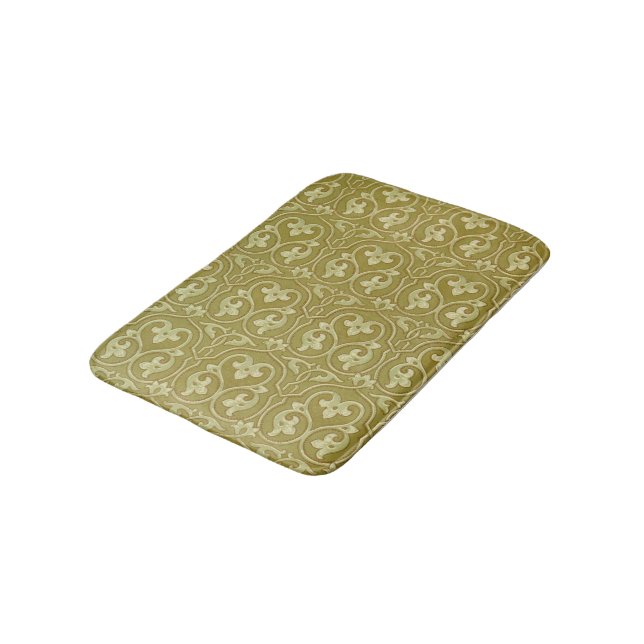 Tapis De Bain Sage Green et Gold Art Nouveau Motif (Angle)