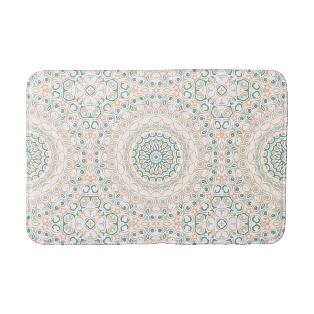 Tapis De Bain Sage Green et Peach Mandala Motif (Devant)