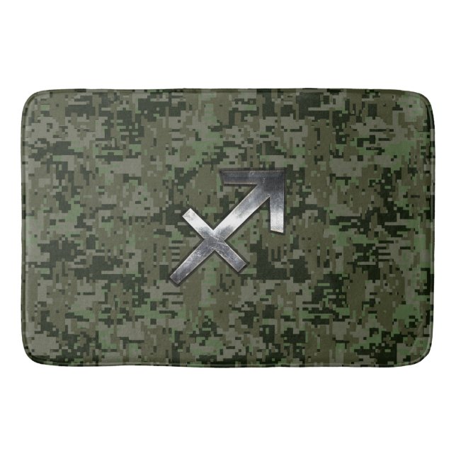 Tapis De Bain Sagittarius Zodiac Sign on Woodland Camouflage (Devant)