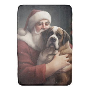 Tapis De Bain Saint Bernard avec le Père Noël Festif Noël