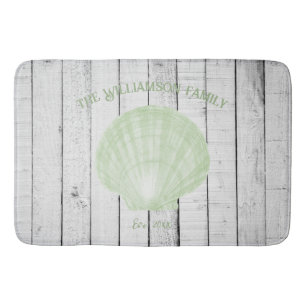 Tapis De Bain Salon de bain Vintage vert à coquille de St Jacque