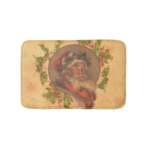 Tapis De Bain Santa Claus Noël Portrait Vintage