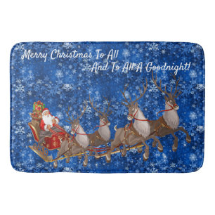 Tapis De Bain Santa Claus Sleigh Reindee Noël Salle de bain Bat