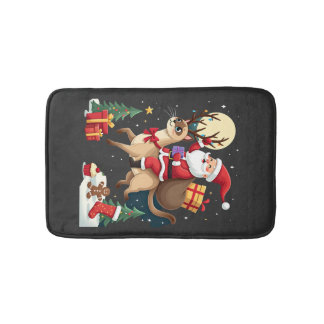 Tapis De Bain Santa Riding Reindeer Siamese Cat Christmas Tree L