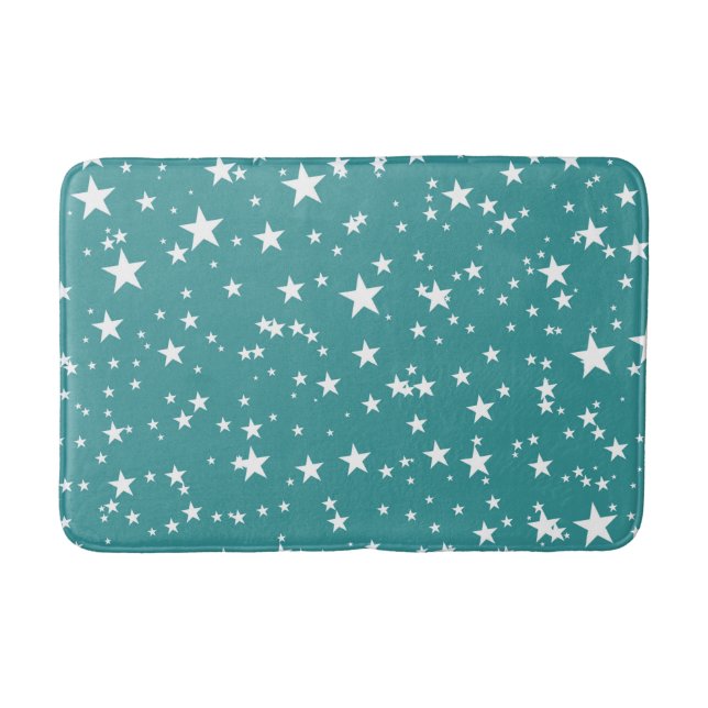Tapis De Bain Sarcelle avec Étoiles Blanches (Devant)
