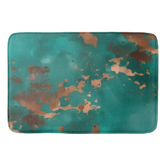 Tapis De Bain Sarcelle et bronze