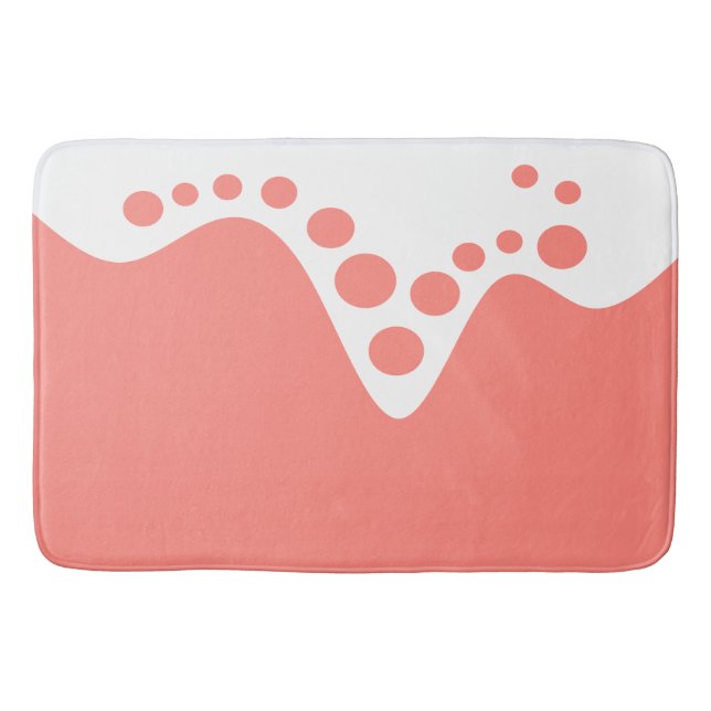 Tapis De Bain Saumon rose vague douce et bulles (Devant)
