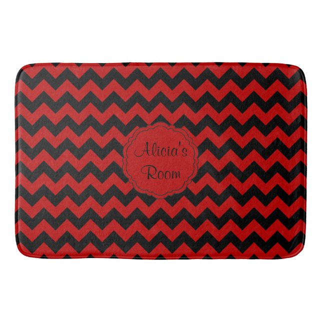 Tapis De Bain SC Chevron Bath Mat-Rouge-Noir (Devant)