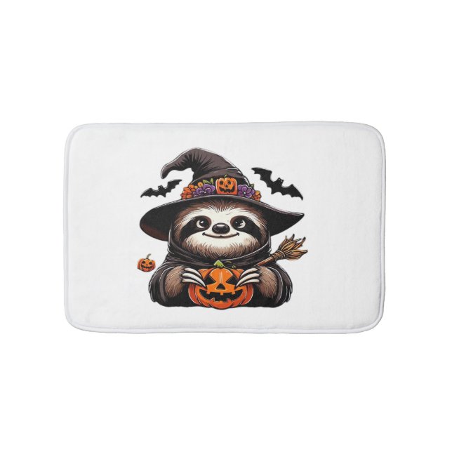 Tapis De Bain Scary Halloween Sloth Witch Hat Costume Spooky Sea (Devant)