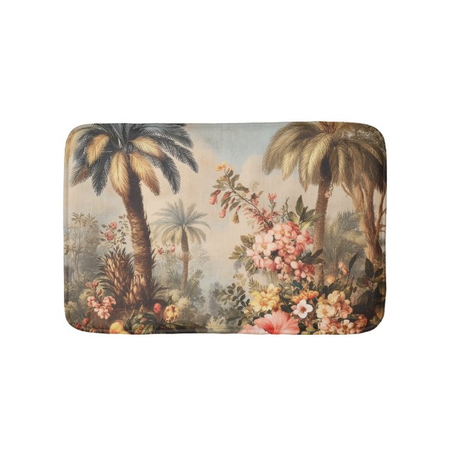 Tapis De Bain Scène botanique vintage avec palmiers (Devant)