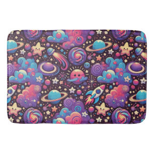 Tapis De Bain Scène cosmique colorée avec des planètes de dessin