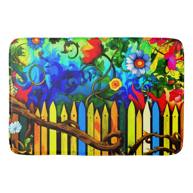 Tapis De Bain Scène de clôture de jardin vivante (Devant)