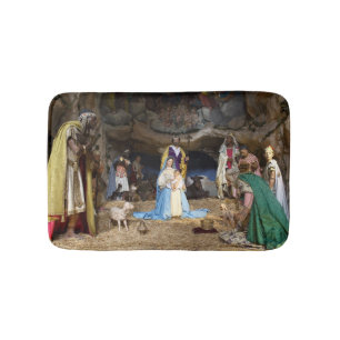Tapis De Bain Scène de la Nativité de Noël antique