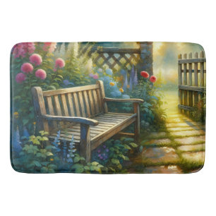 Tapis De Bain Scène de porte de jardin ensoleillé