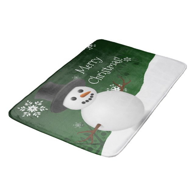 Tapis De Bain Scene d'hiver Green Snowman Noël Bain Mat (Angle)