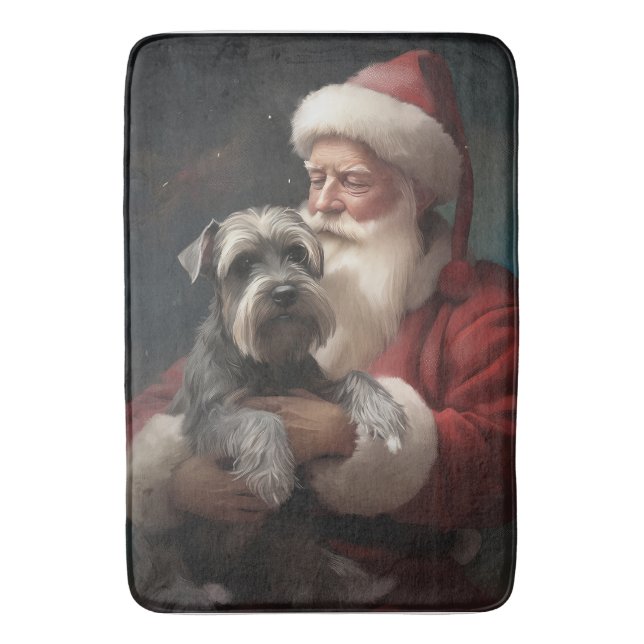 Tapis De Bain Schnauzer avec Noël Festif du Père Noël (devant Vertical)