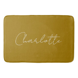 Tapis De Bain Script de calligraphie couleur or Nom personnalisé