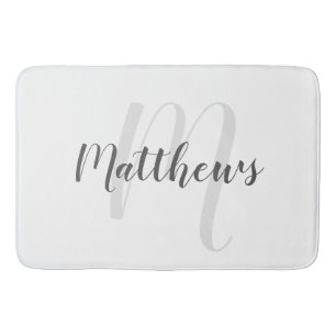 Tapis De Bain Script moderne Monogramme personnalisé et nom de f