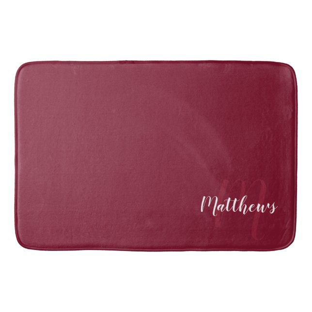 Tapis De Bain Script moderne Monogramme personnalisé et nom de f (Devant)
