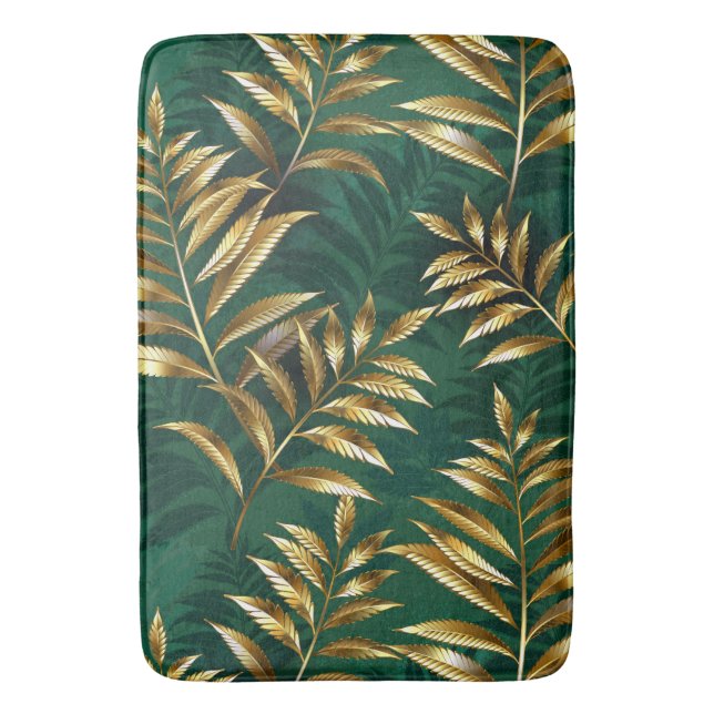 Tapis De Bain Seamless pattern with golden ferns (devant Vertical)