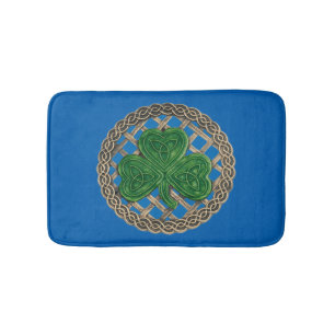 Tapis De Bain Shamrock Bleu Sur Noeuds Célestes Bain Mat