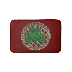 Tapis De Bain Shamrock Rouge Sur Céltic Knots Bain Mat