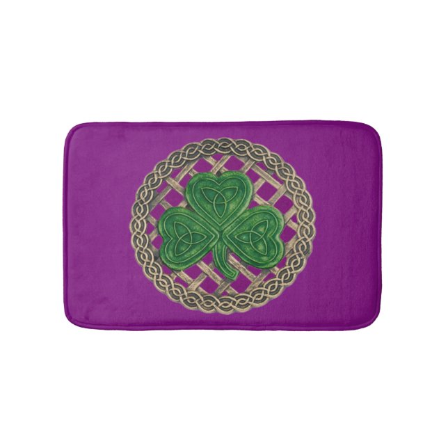 Tapis De Bain Shamrock Violet Sur Noeuds Célestes Bain Mat (Devant)